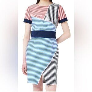 United Colors of Benetton Slim Fit Red Blue Stripes T-shirt Mini Dress No Size